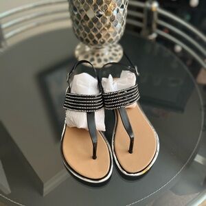 Girls; Size 2/3 Black Rhinestone Sandals